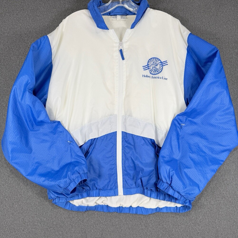 Vintage Holland America Line Passport To Fitness Windbreaker Jacket Blue White M